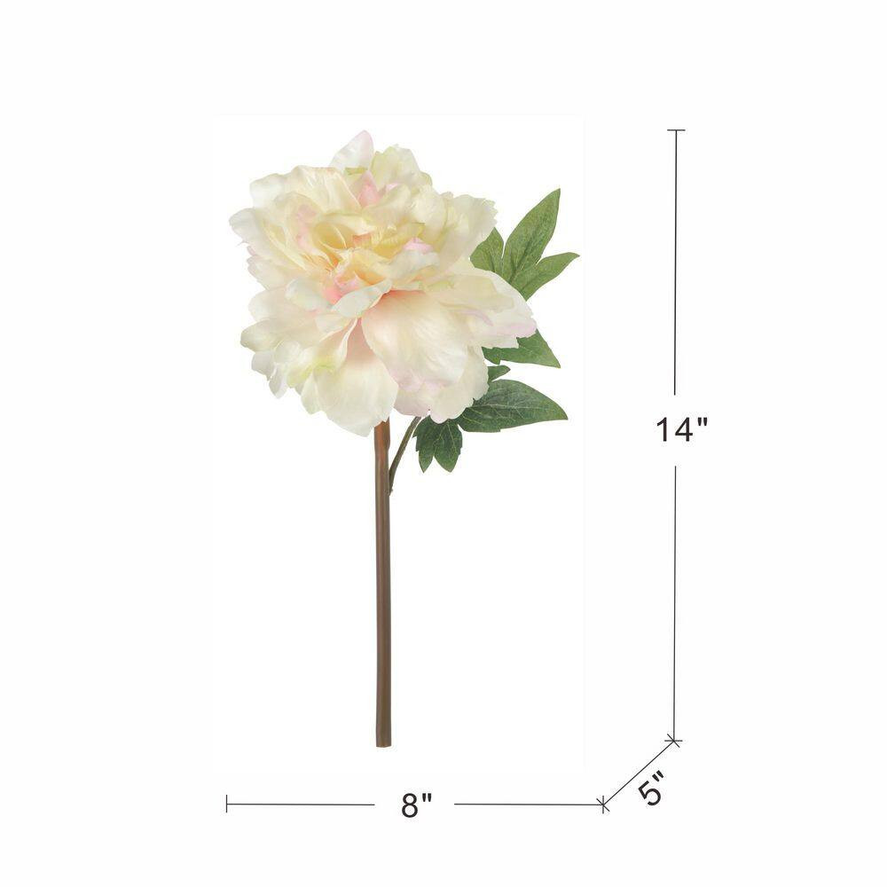 4-Pack 14 In. White Indoor Artificial Vibrant Peony Flower with Lifelike Petal,