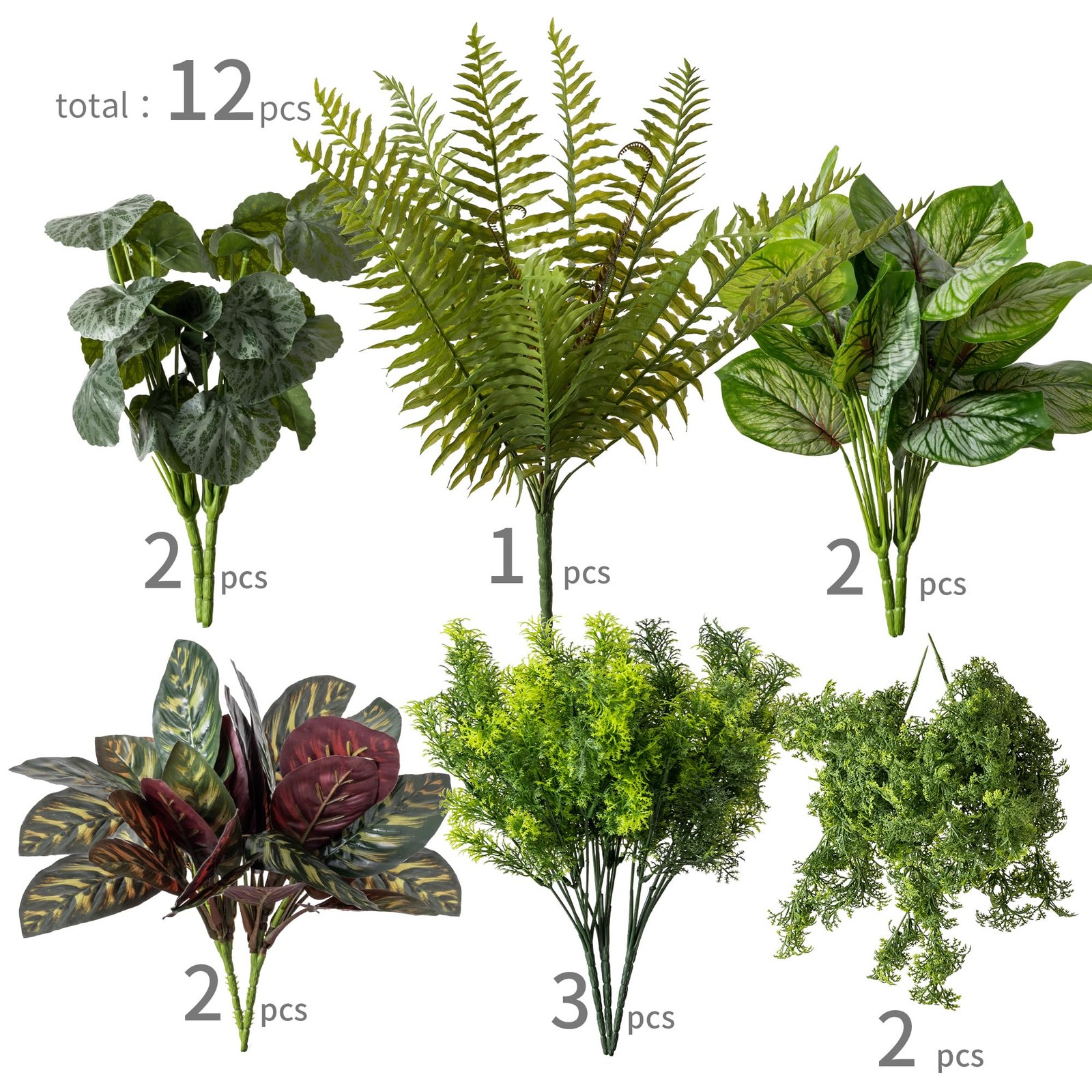 Best PARTY JOY 12 Bunches Fake Plants Outdoor, Bushes UV Resistant Artificial
