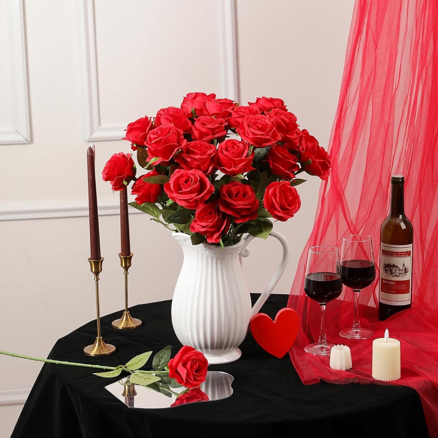 10-Piece Artificial Red Roses – Luxurious Silk Flowers for Weddings & Gifts