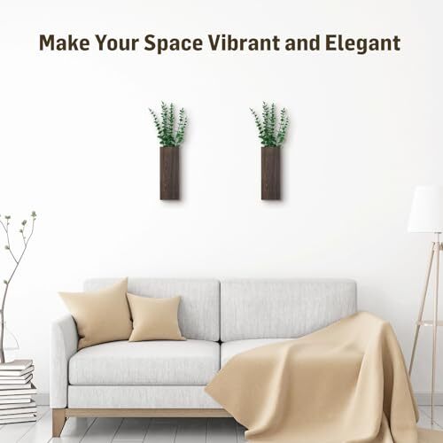2 Pcs Wood Wall Planters,1.4”x3.3”x9.3”Farmhouse Wall Plant Pocket Vases