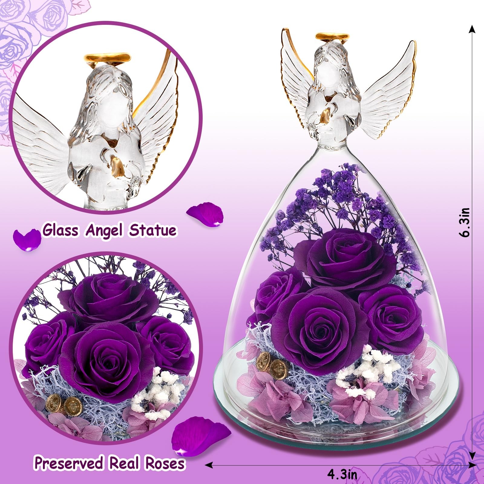 Mothers Day Rose Gifts for Mom, Preserved Flower Gifts for Women, Purple Rose…