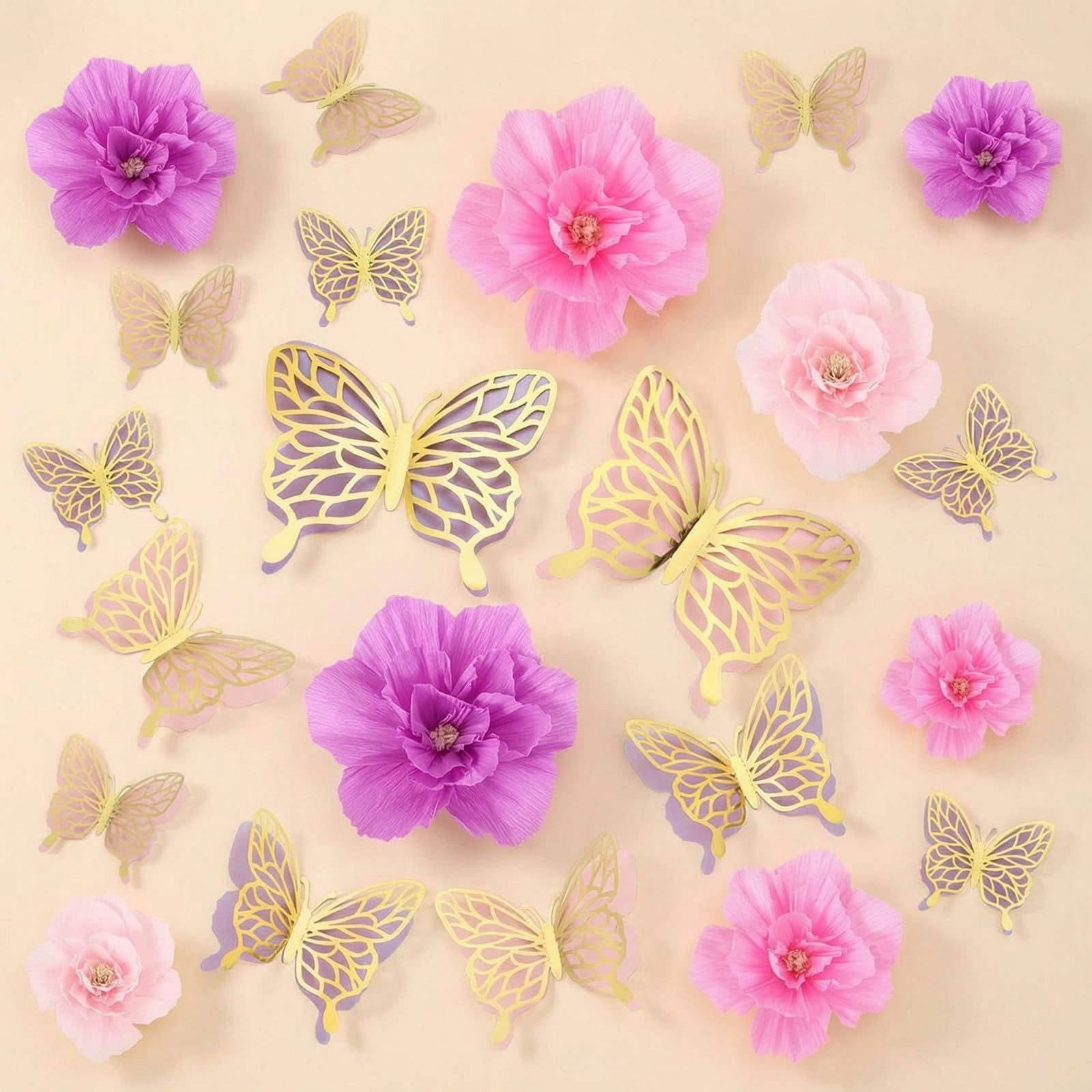 22 Pcs 3 Sizes Large Butterfly Party Decorations 3D Giant Butterfly Wall Deco…