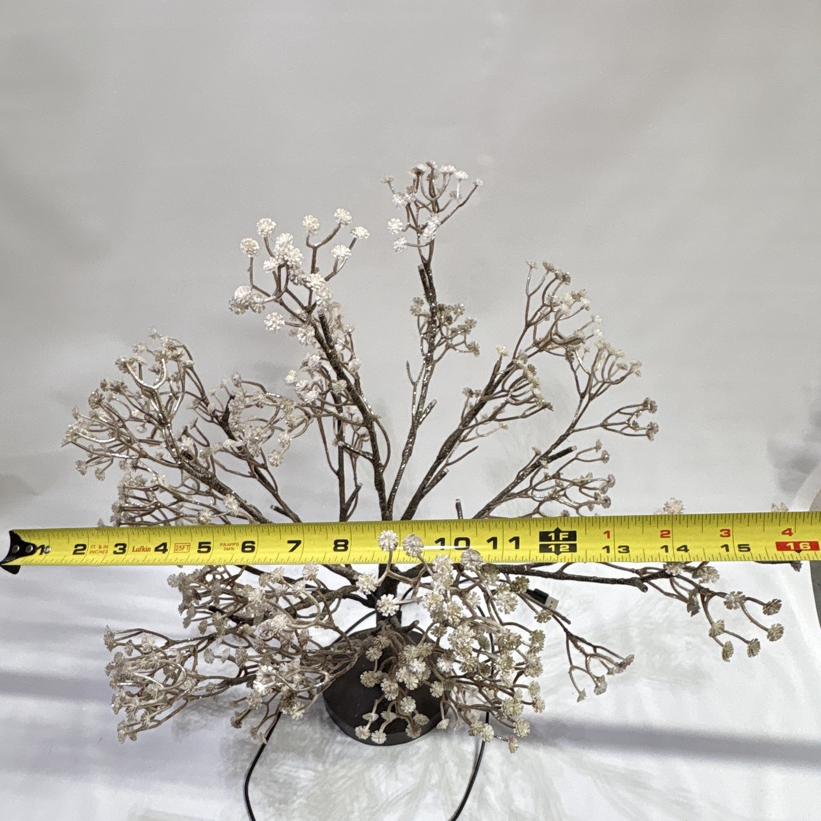 Artificial Lighted Decorative Branch Tree Tabletop Decor, Brown/White 20in
