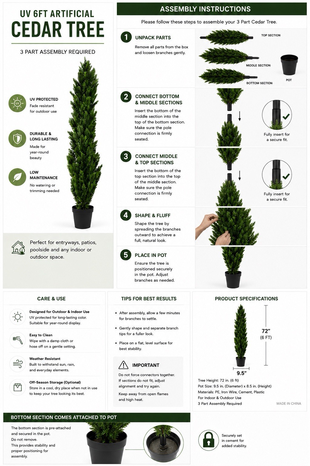 6Ft Cedar Pine Artificial Topiary Tree UV (Indoor/Outdoor). Retail $352