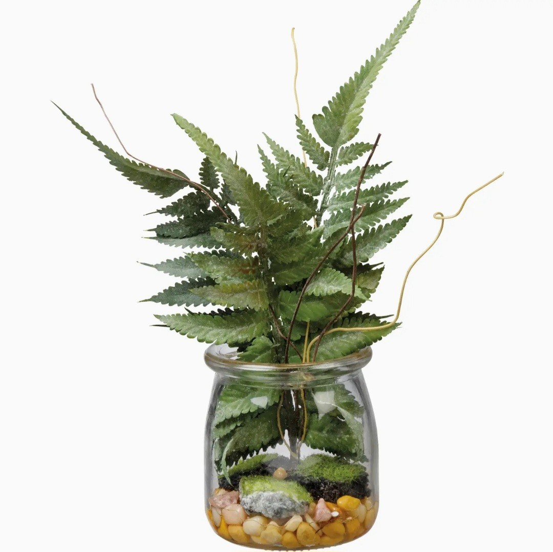 Boston Fern with Fake water Tiered Tray Artificial plants Primitives by Kathy
