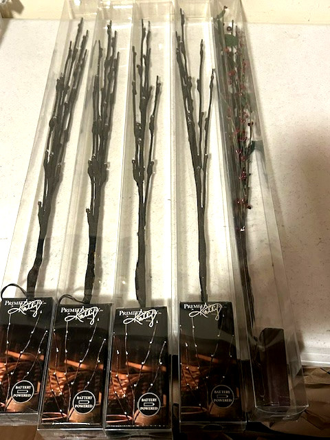 5 Lighted Branch stems with white lights – Battery Operated