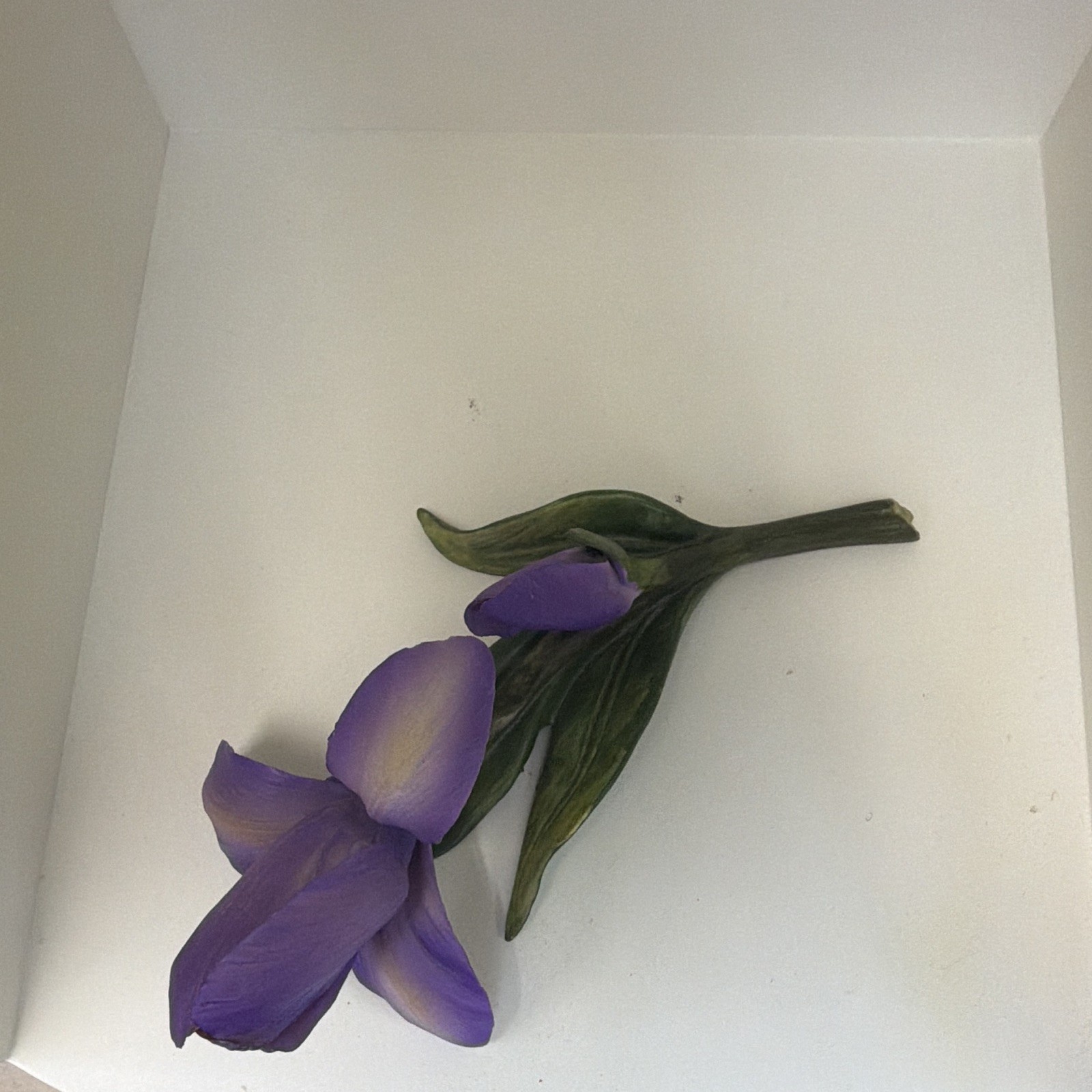 Artificial Iris Flower Stem Twig & Stem, Purple with Green Leaves Floral Decor