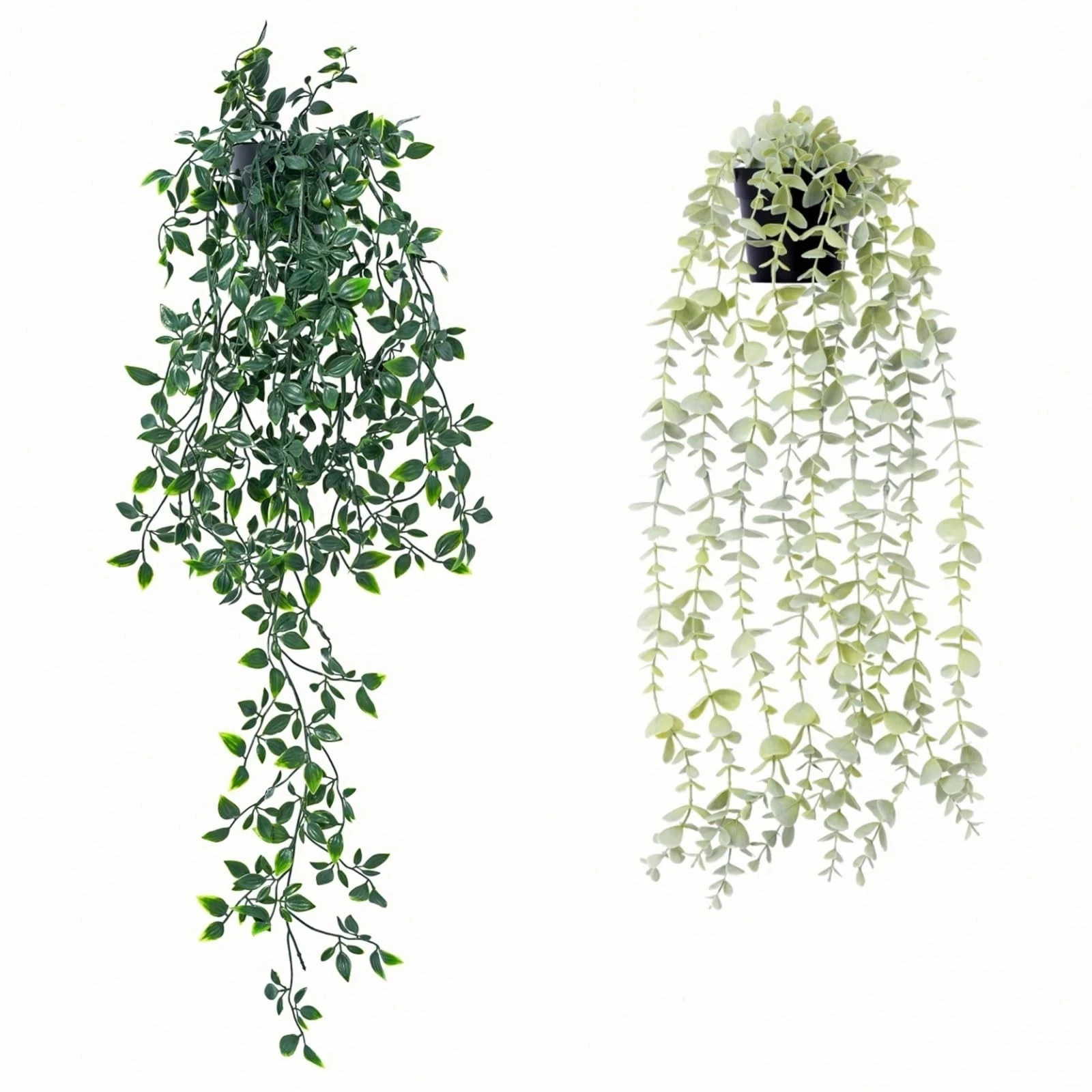 2pcs Fake Hanging Plants Decor Artificial Potted Bedroom Kitchen Patio Bathroom