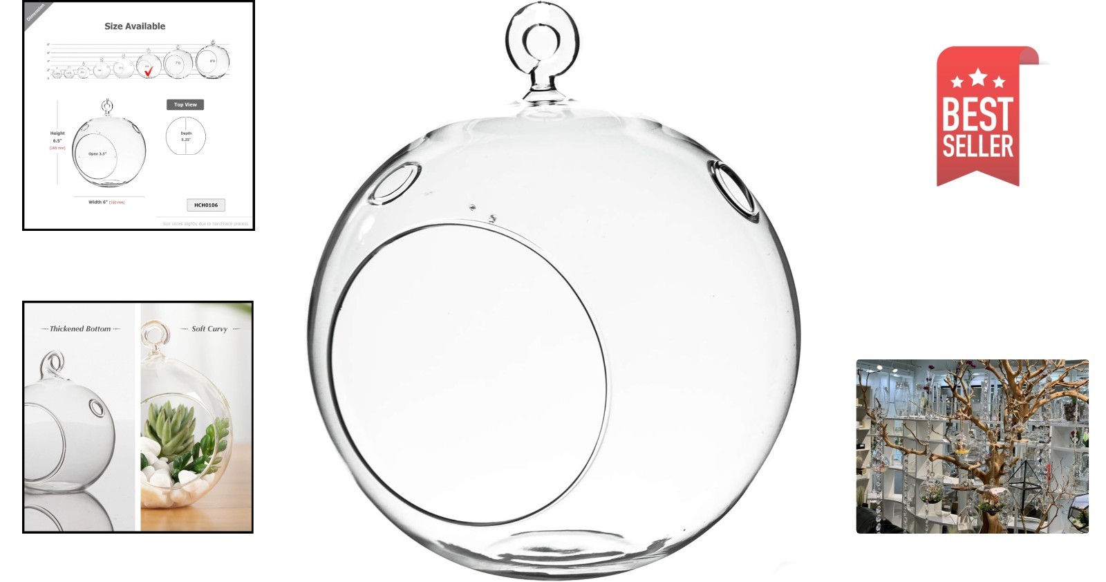 Versatile 6″ Glass Terrarium Globe – Perfect for Succulents and Candles