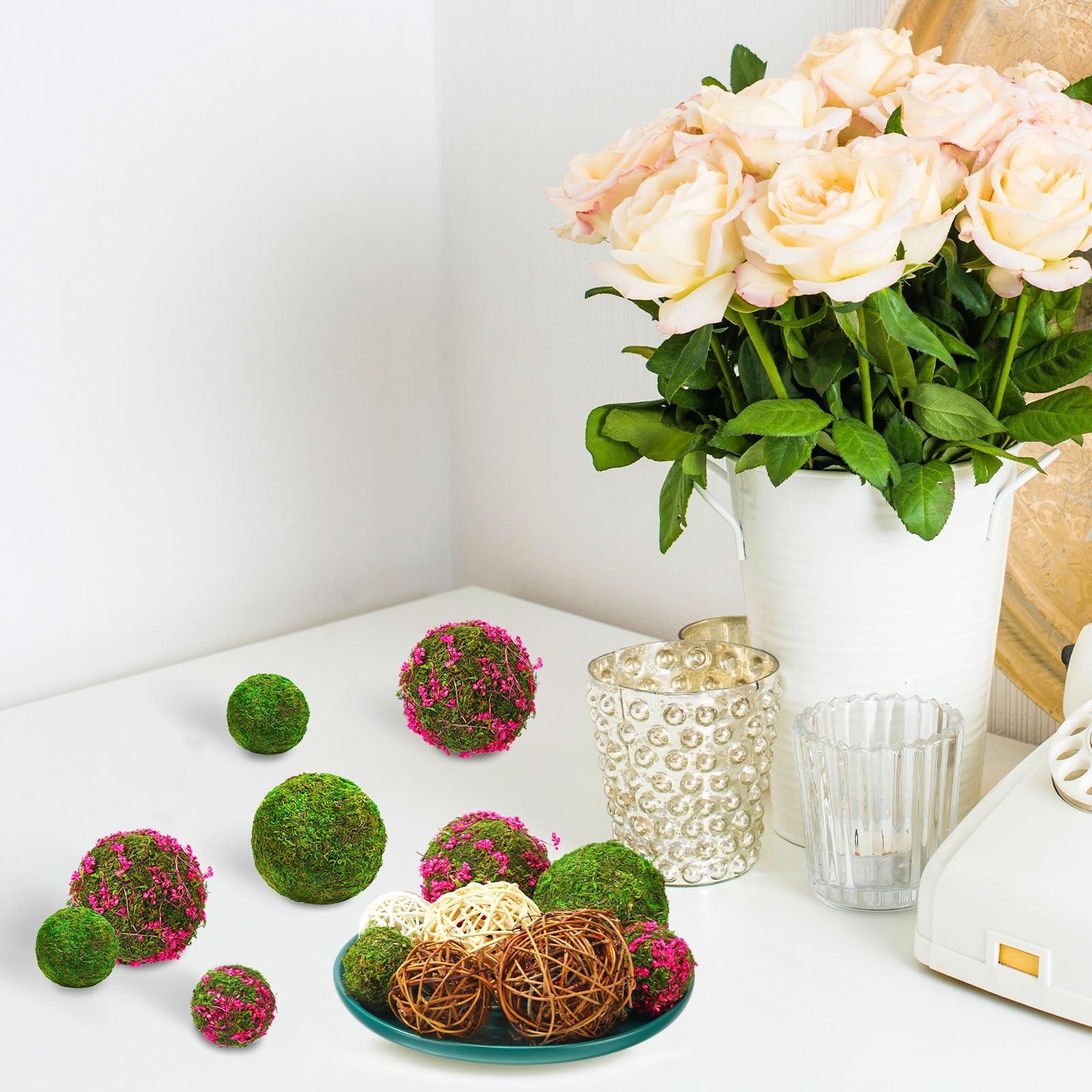 36 Pcs Decorative Moss Balls for Centerpieces, Rattan Wicker Orbs, Vase Filler,