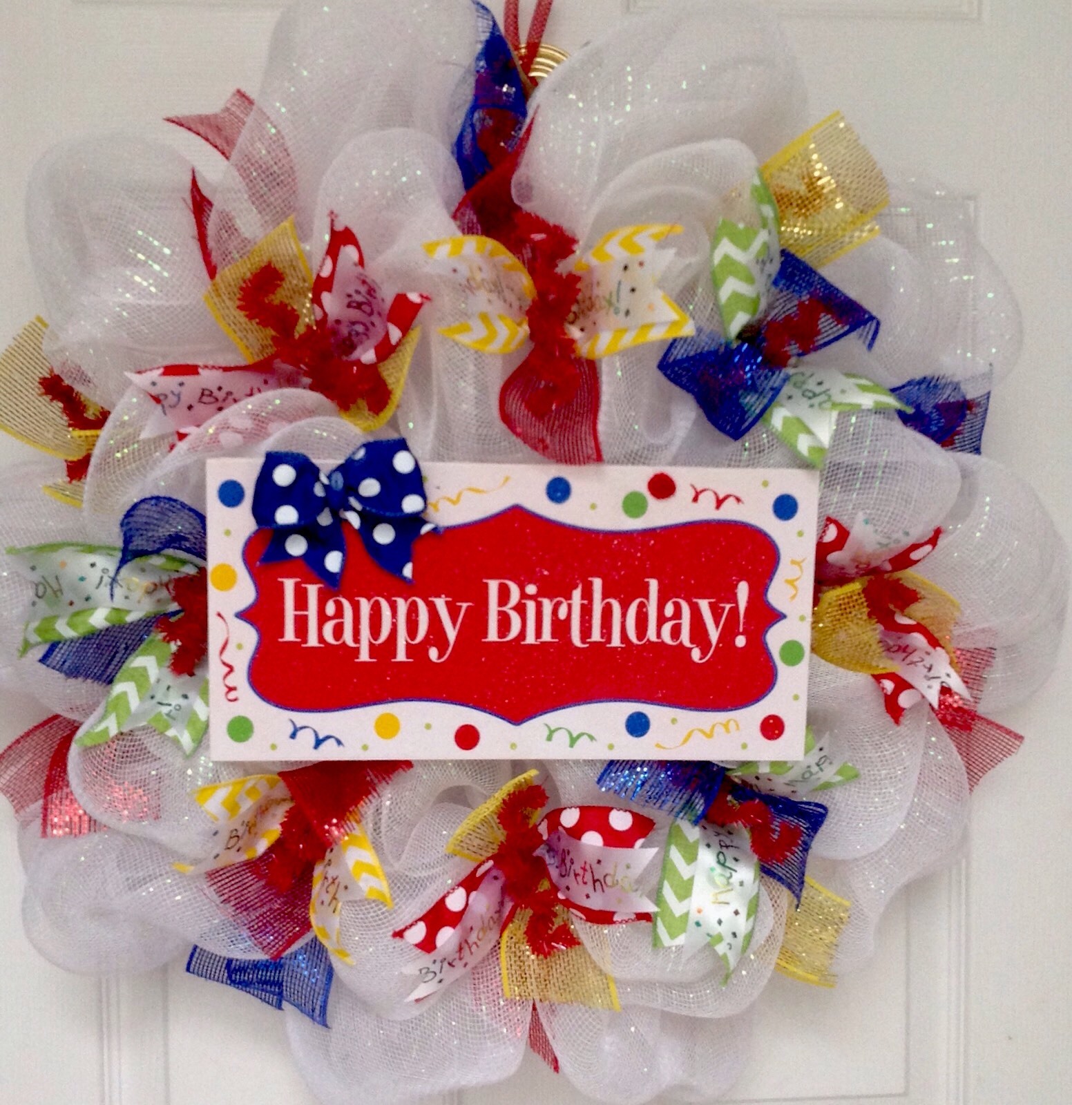 Happy Birthday Party Decoration Deco Mesh Wreath