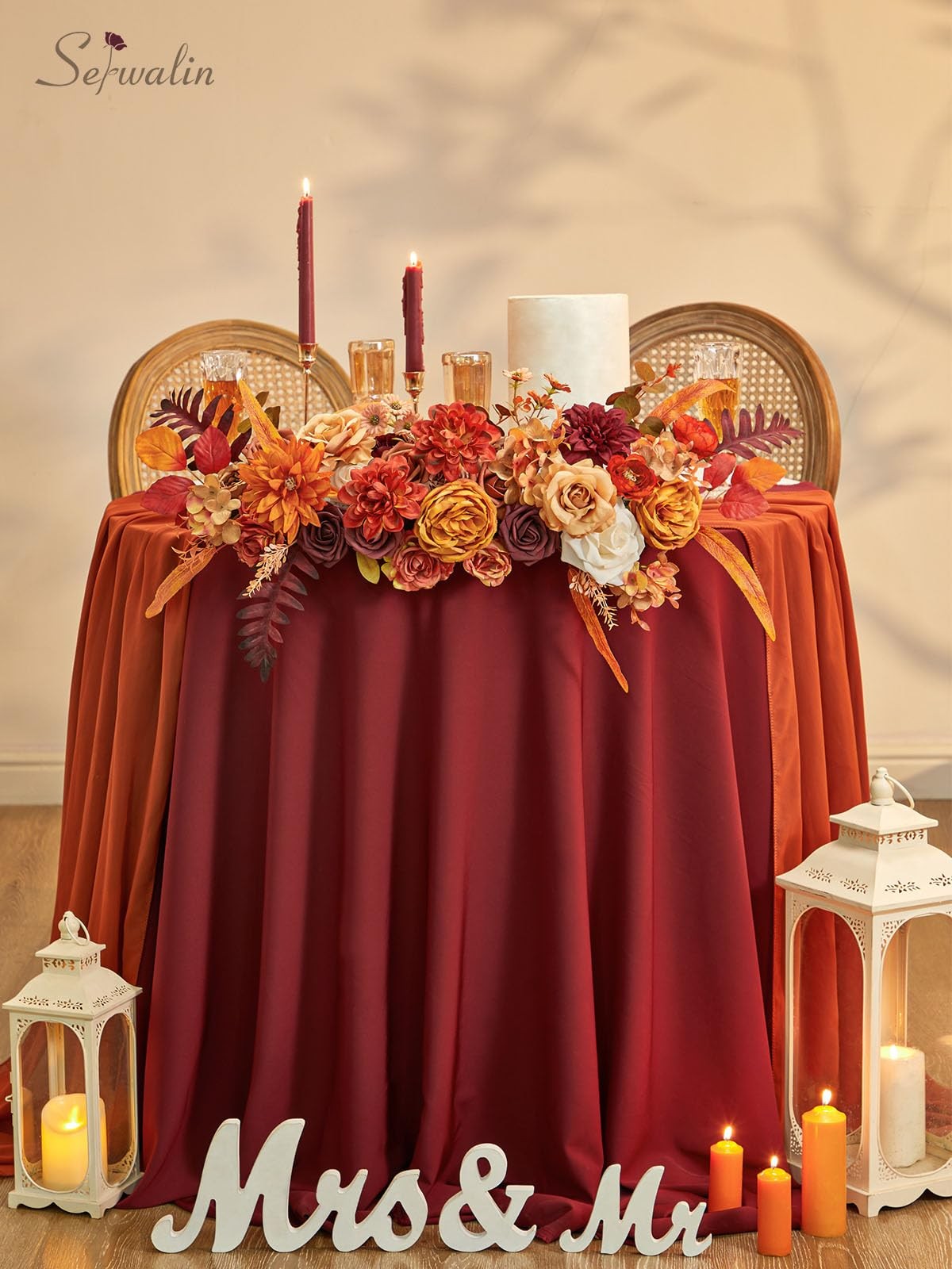 Burnt Orange Artificial Fake Cake Flowers for DIY Wedding Bridal Bouquet