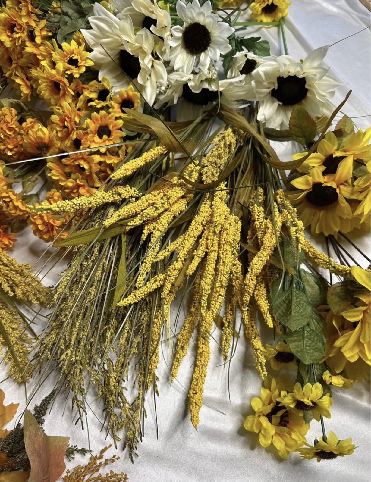 Mixed Lot Artificial Flowers And Garland Fall Colors Orange Yellow Sunflower