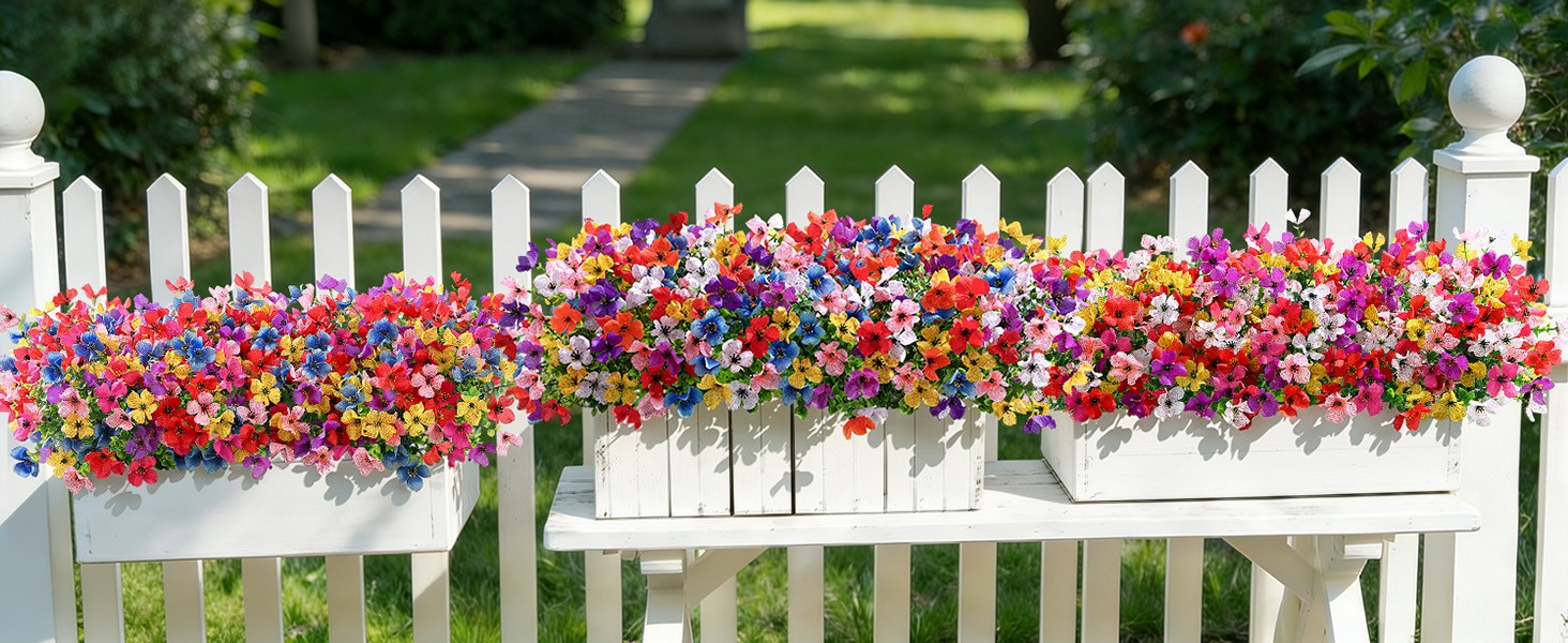 Artificial Flowers Outdoors Decoration, Fake Silk mums Eucalyptus Realistic UV