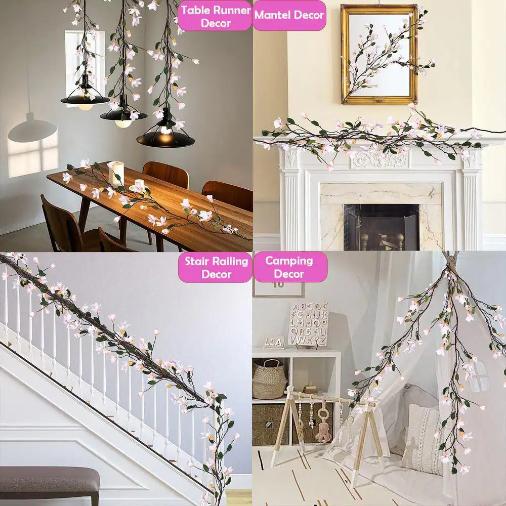 10 In. Magnolia Series Pink Artificial Magnolia Flower Tree Vine for Wedding Arc