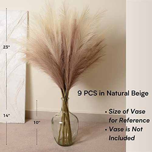 Faux Pampas Grass, 9 PCS 37”/3.1FT Tall Fluffy Fake Pompas Floral, Large Mixed