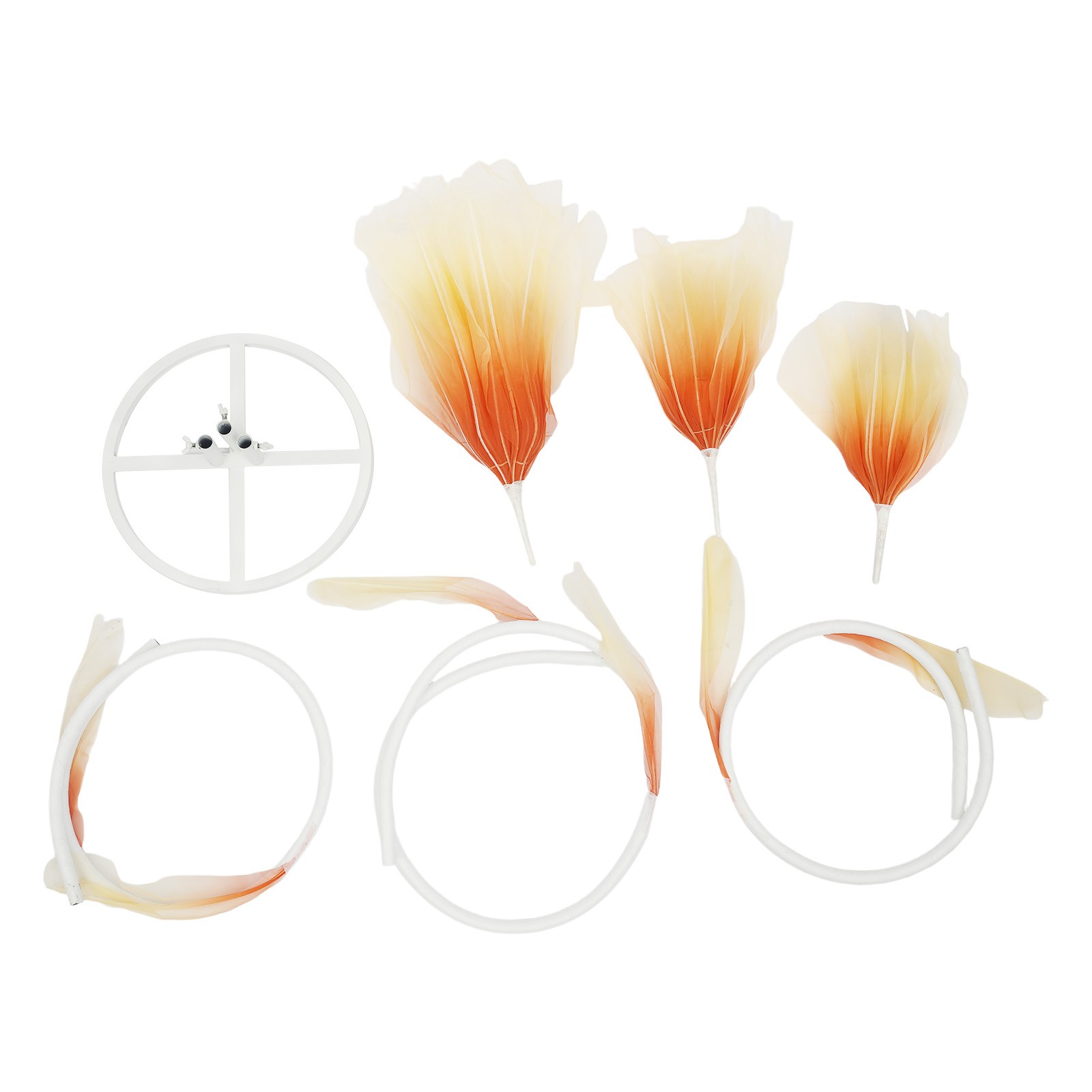 3-Head Giant Artificial Flower Decor,Floor Standing Adjustable Artificial Flower