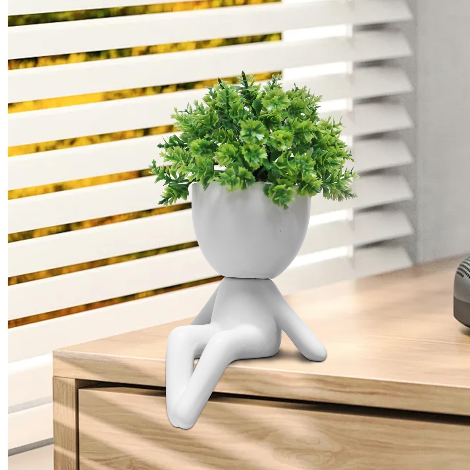 Set Of 1 Succulent In Funny Plant Pot Fake Faux Desktop Greenery Decor