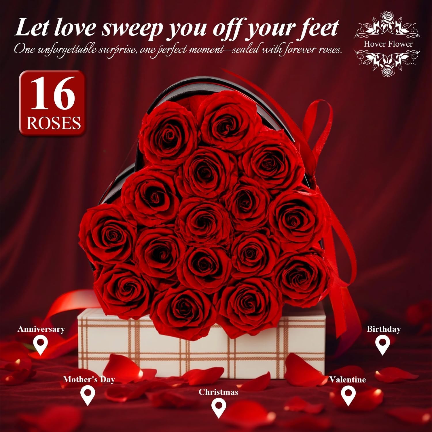 Forver Preserved Roses in a Box, Flowers for Her,Eternal Roses Preserved Flowers