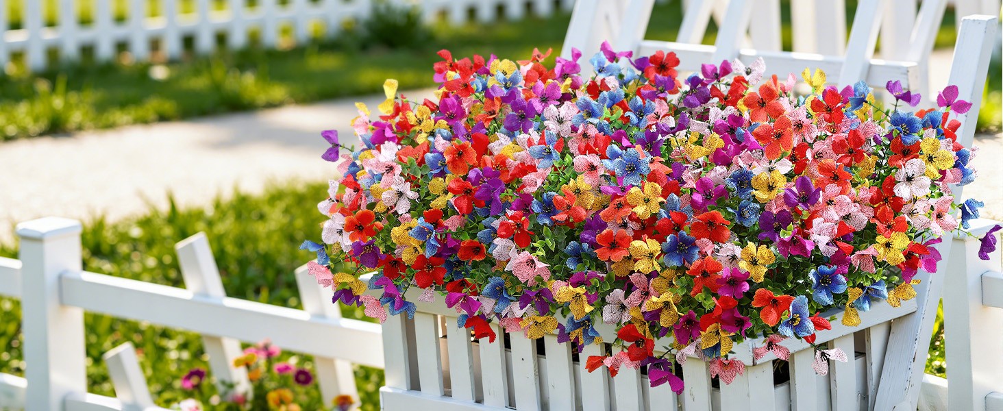 Artificial Flowers Outdoors Decoration, Fake Silk mums Eucalyptus Realistic UV