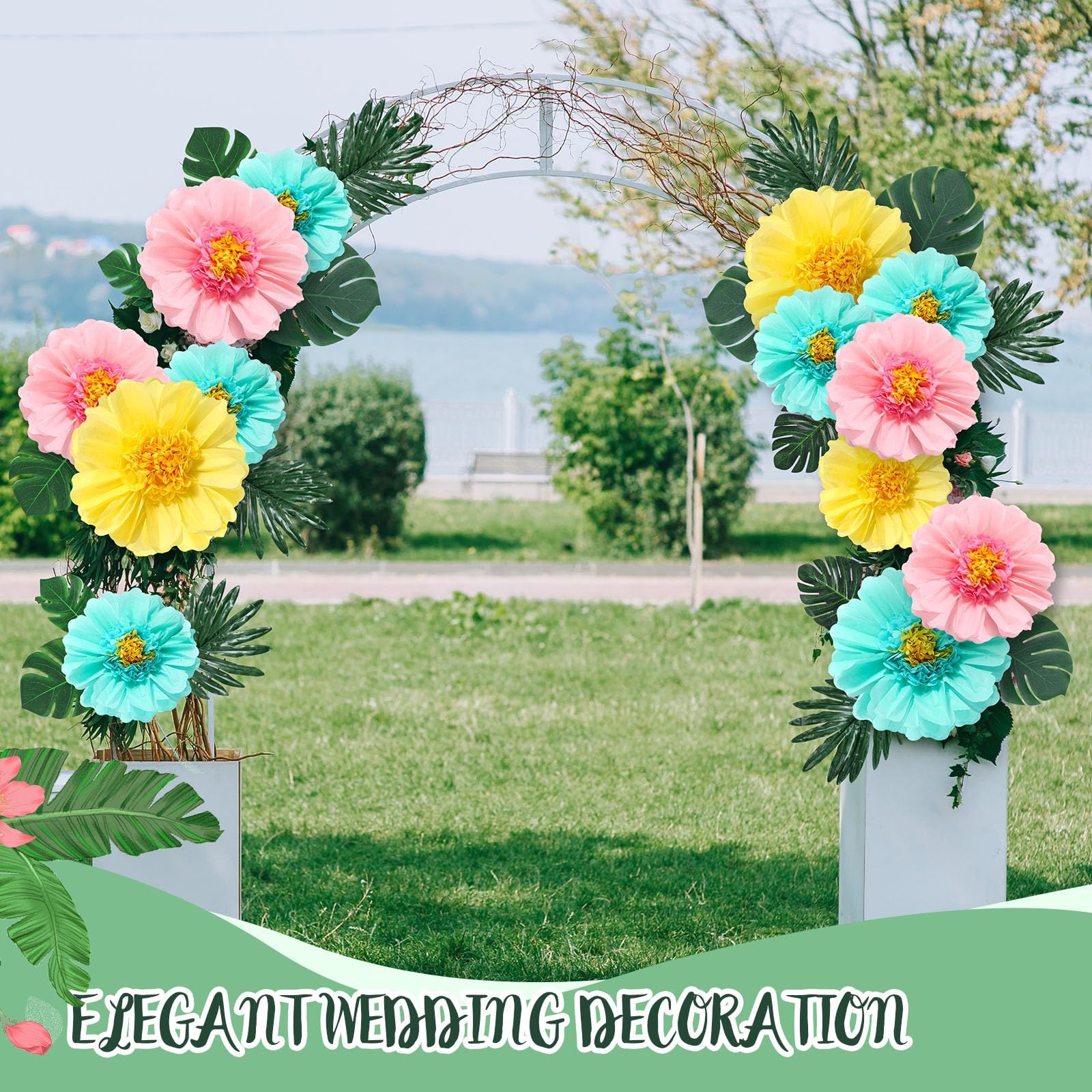 40 Pcs Hawaiian Hibiscus Decorations Large Flowers and Artificial Tropical Le…