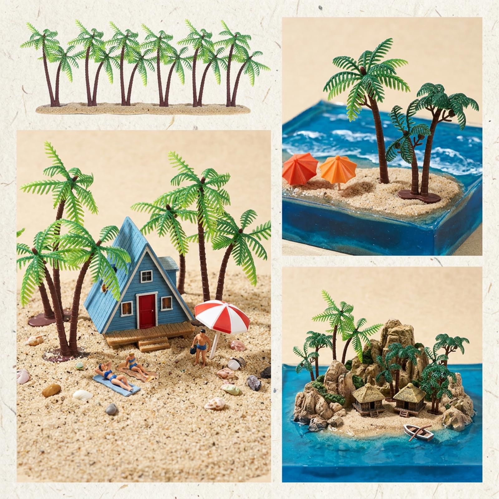 10 Pieces Mini Palm Tree Set, Artificial Palm Trees for Rainforest Diorama Su…