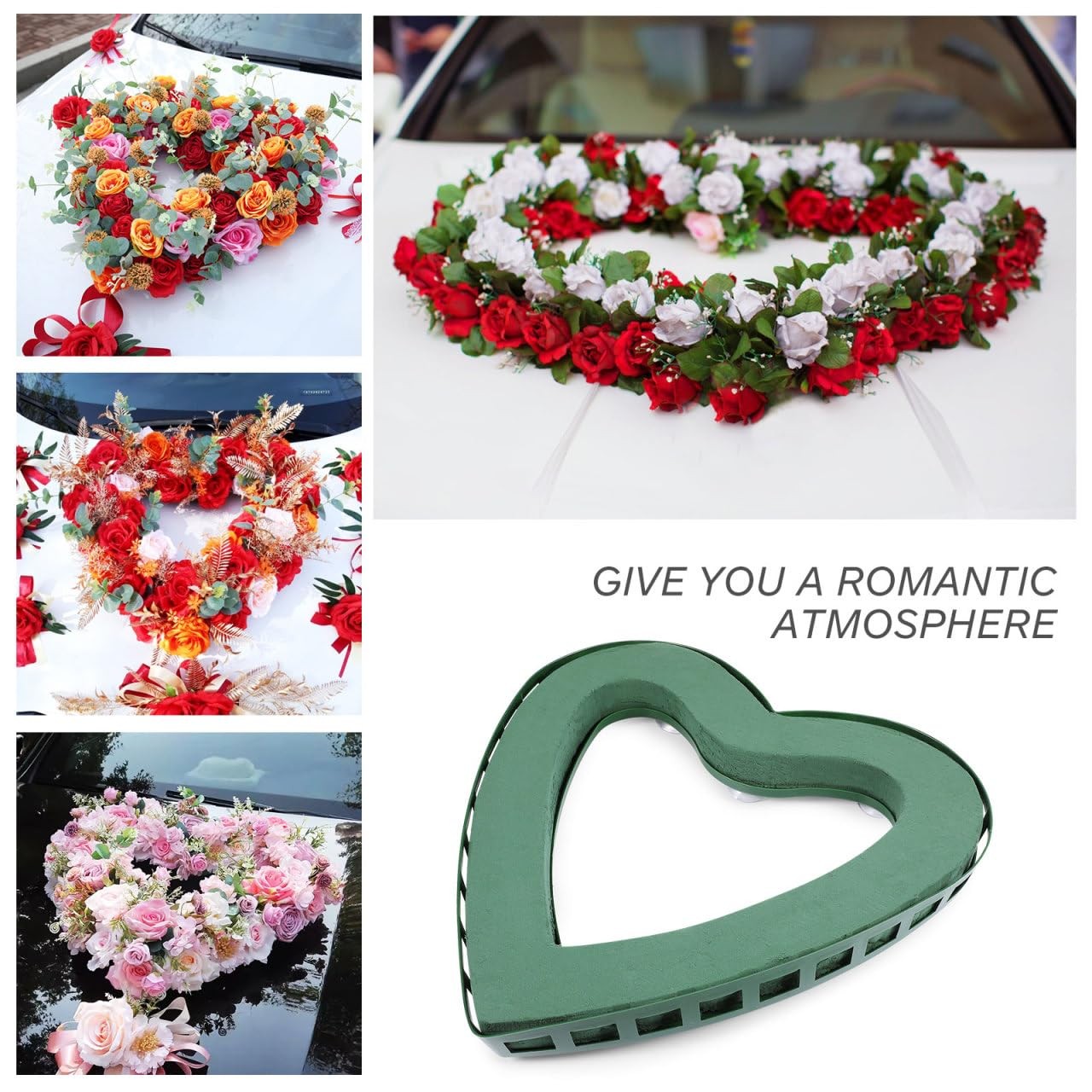 Floral Foam Block Heart Shaped Cage Suction Cup Fresh Artificial Flower Decor