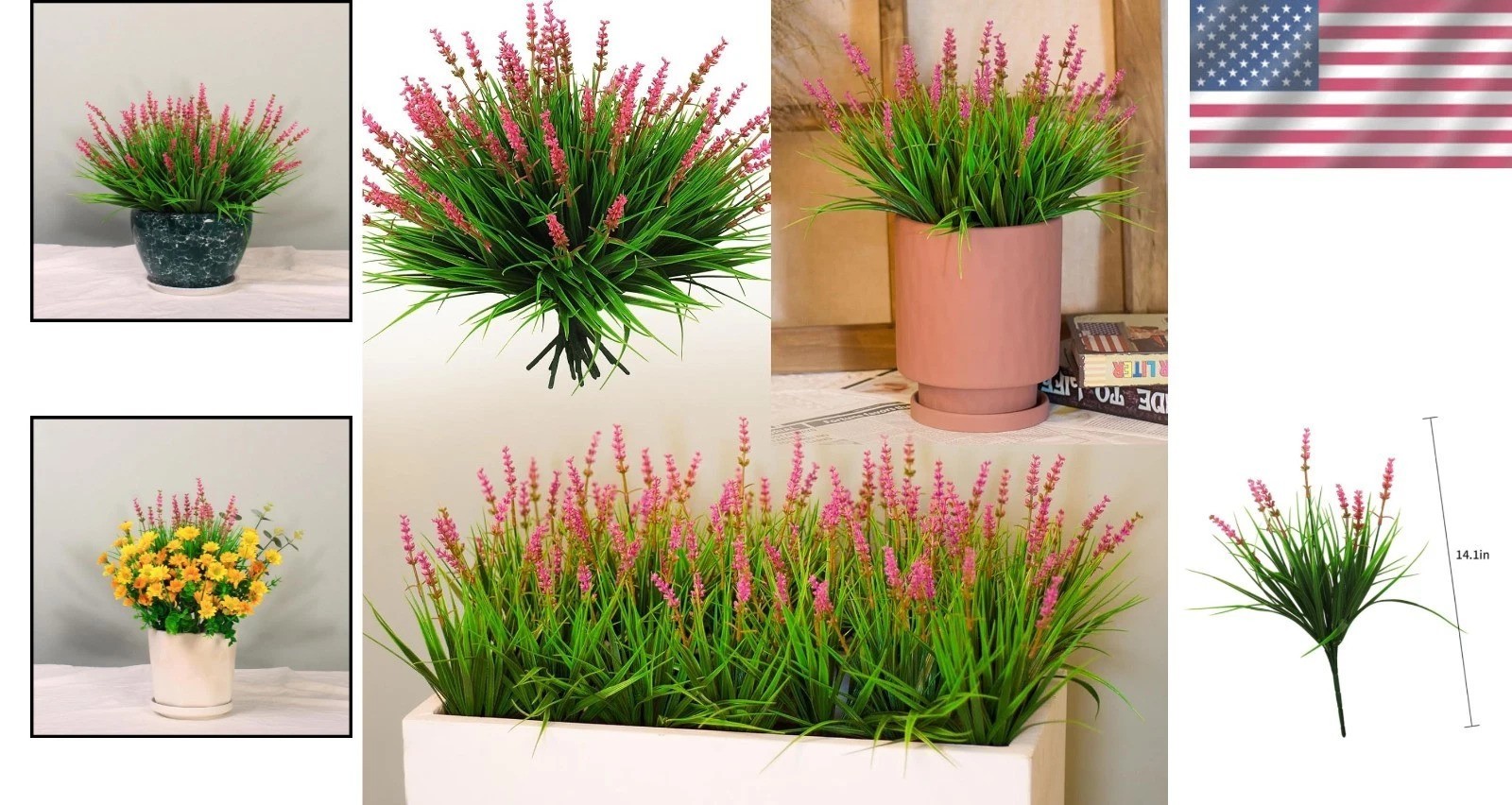Realistic 12 Bundles Pink Flower Monkey Grass for Indoor/Outdoor Garden Design