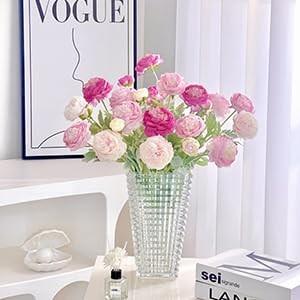 Artificial Flowers Silk Peony 20Pcs 60Heads Pink Red Faux Floral Arrangements
