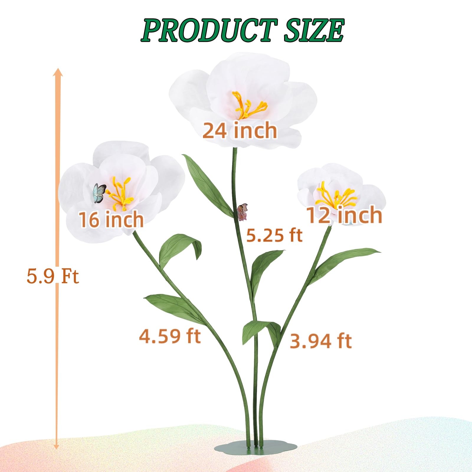 Giant Flowers with Bases and Stems 5.9Ft Large Artificial Floral Decoration