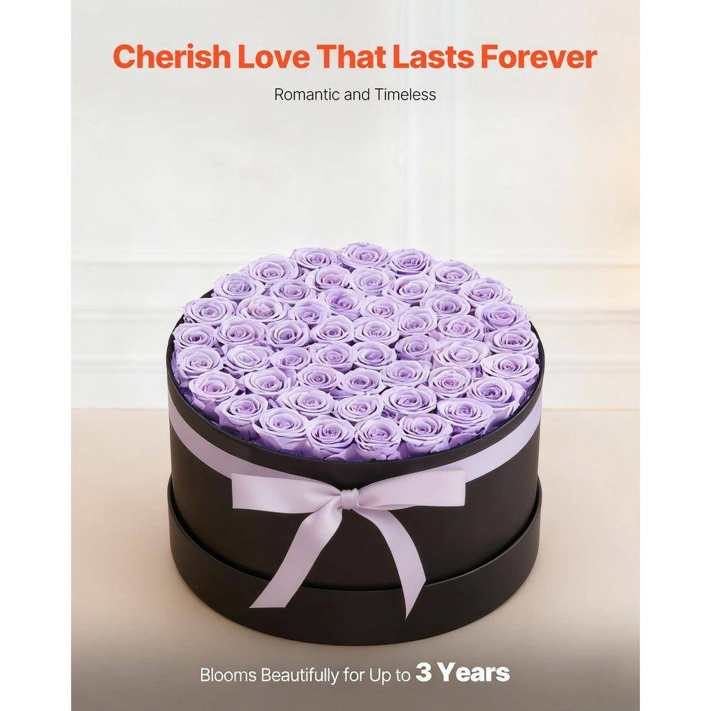 Artificial Forever Flowers 50-Preserved Roses in a Box, 6.5 In. H Eternal Flower