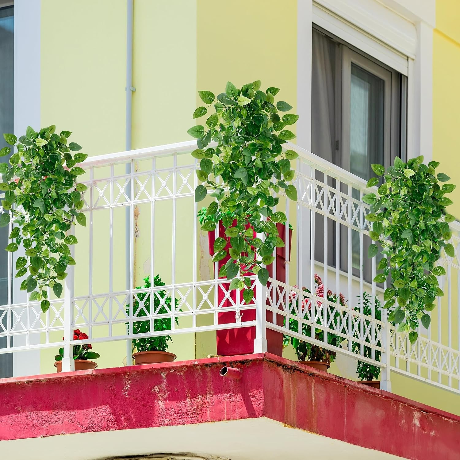 Realistic Faux Ivy Hanging Plants – Set of 2 for Indoor Outdoor Decor