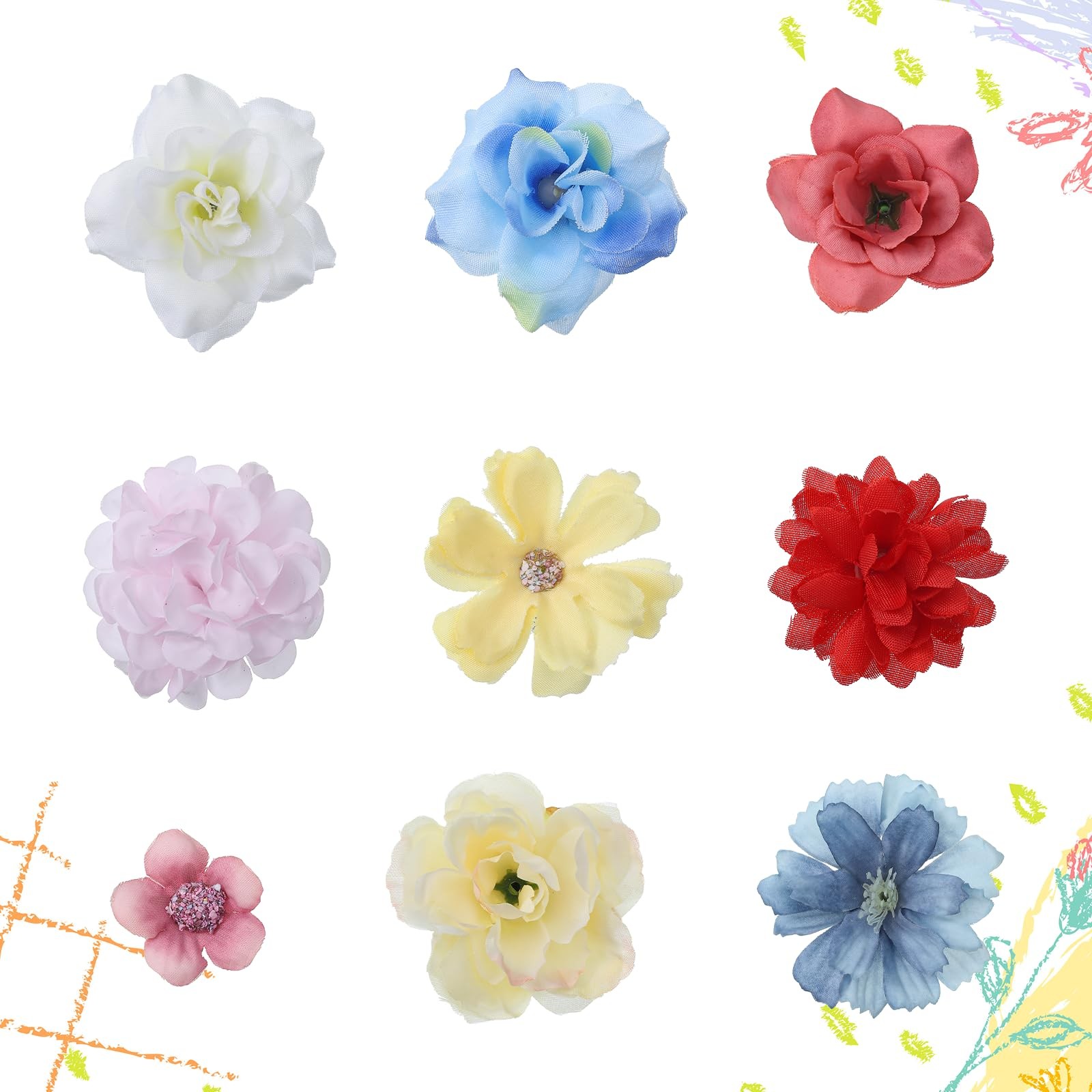 50 PCS Fake Flower Heads Small Artificial Flowers Spring Silk Flowers for Cra…