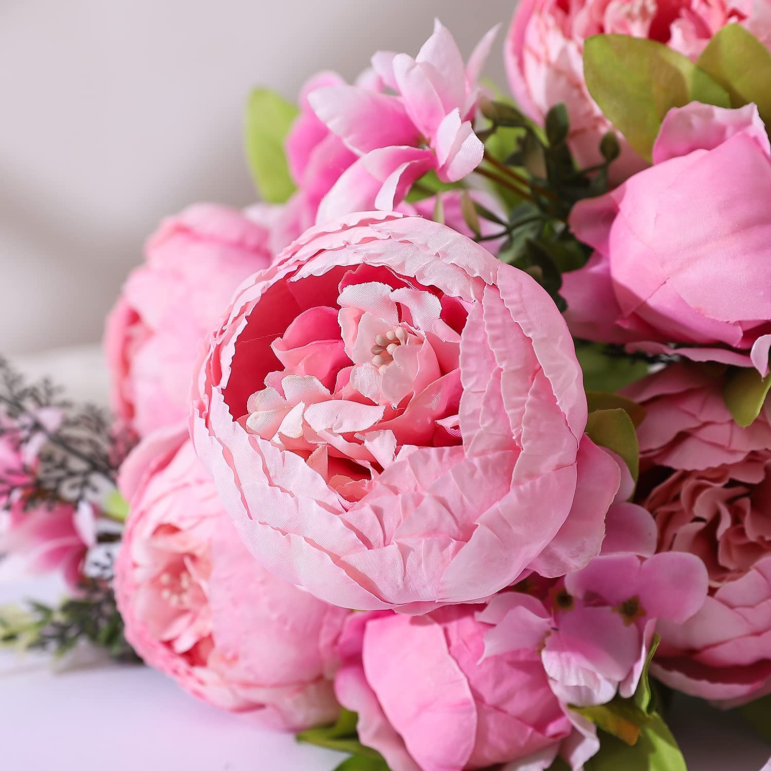 1 PCS Spring Artificial Silk Peony Bouquet Light Pink Wedding Home Decoration