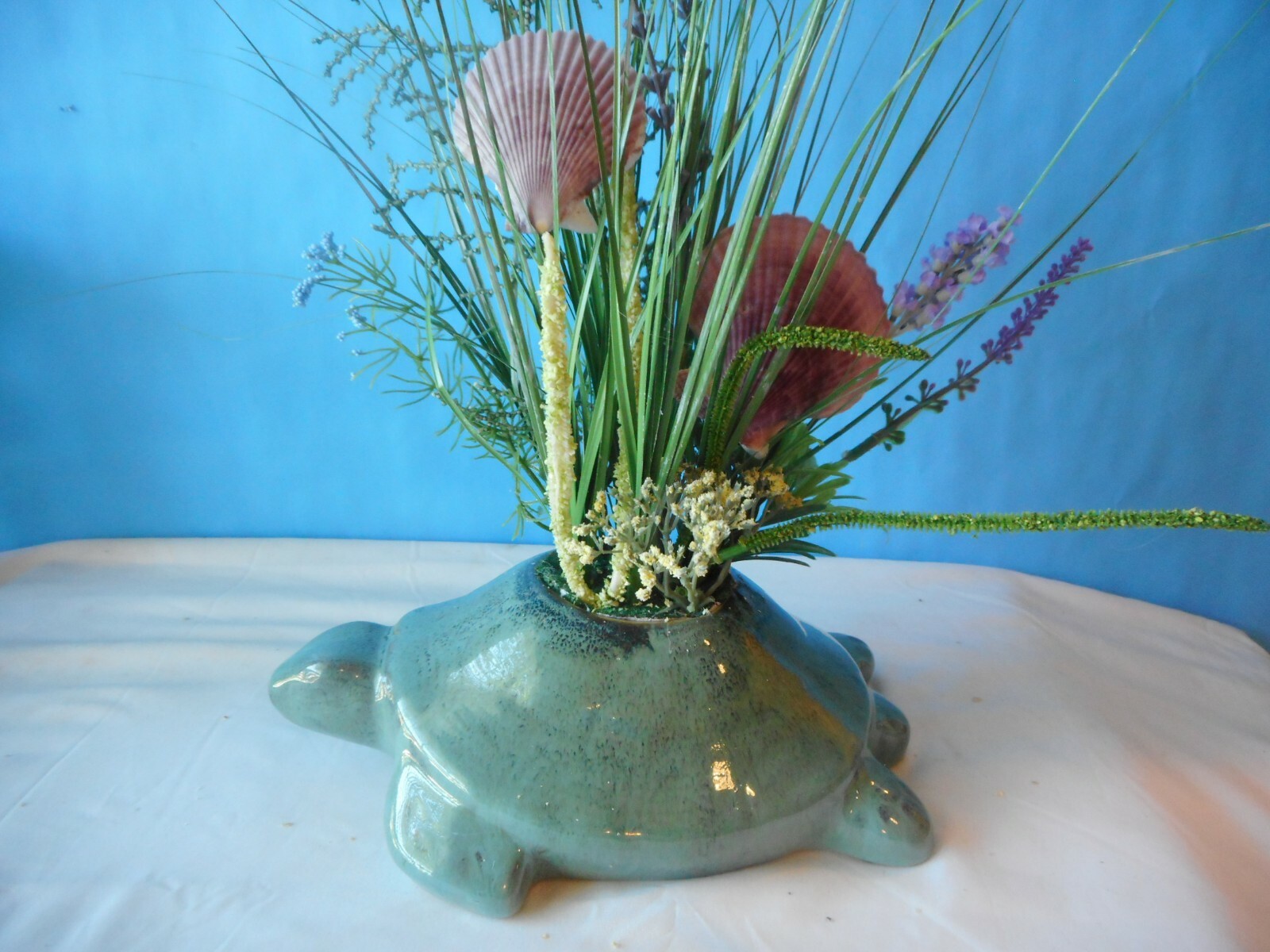 Turtle Floral Sea Shell Arrangement-Artist Created