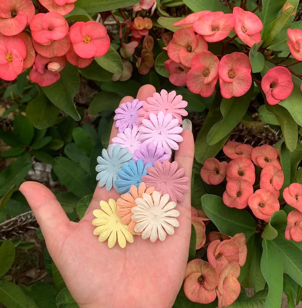 Artificial Flowers 100 Pcs Handmade Mulberry Paper Daisy Petals 40x40mm Mulberry
