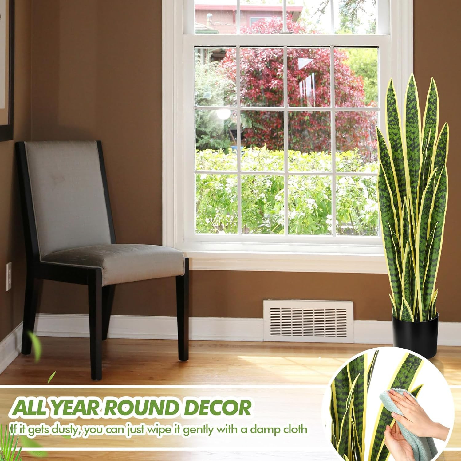 4 Pack 3.15 Ft Tall Faux Snake Plant for Home Office Decor & Gifts