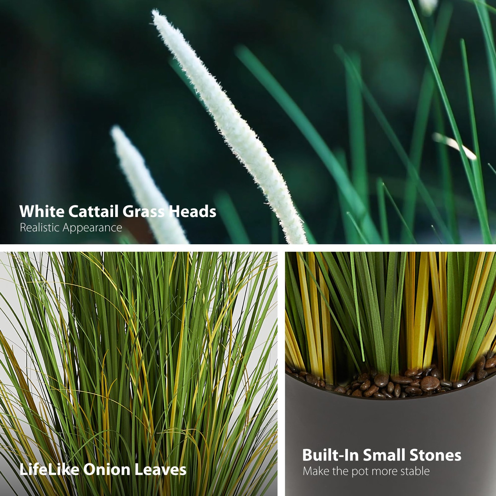 3ft 2-Pack Artificial Cattail Reed Grass, 35in Artificial Indoor Outdoor Fake…
