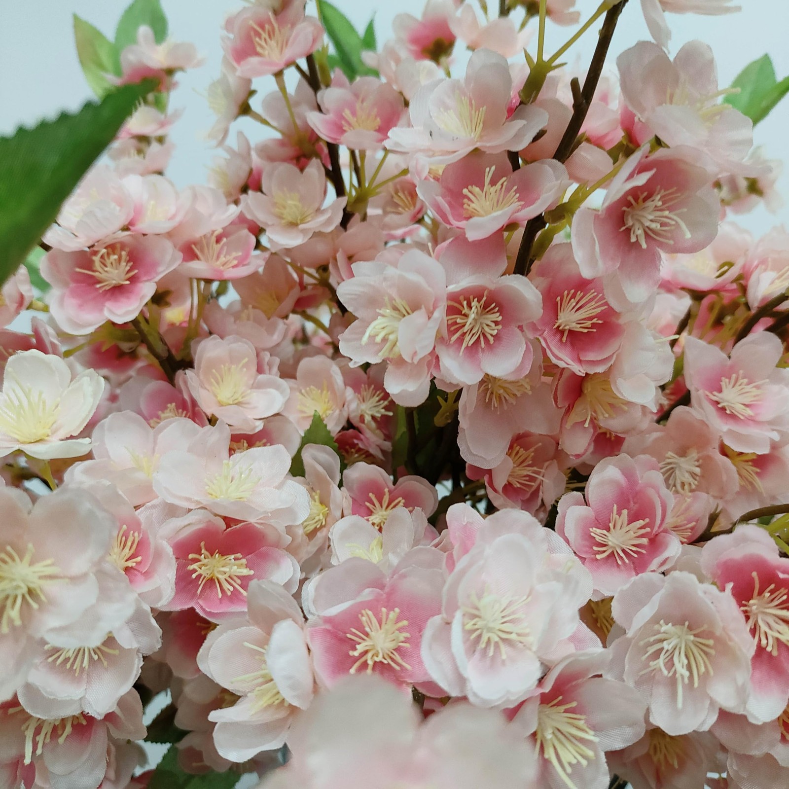 ATFL 20 Pcs Artificial Pink Cherry Blossom Flower, Silk Peach Flowers Fake Pl…