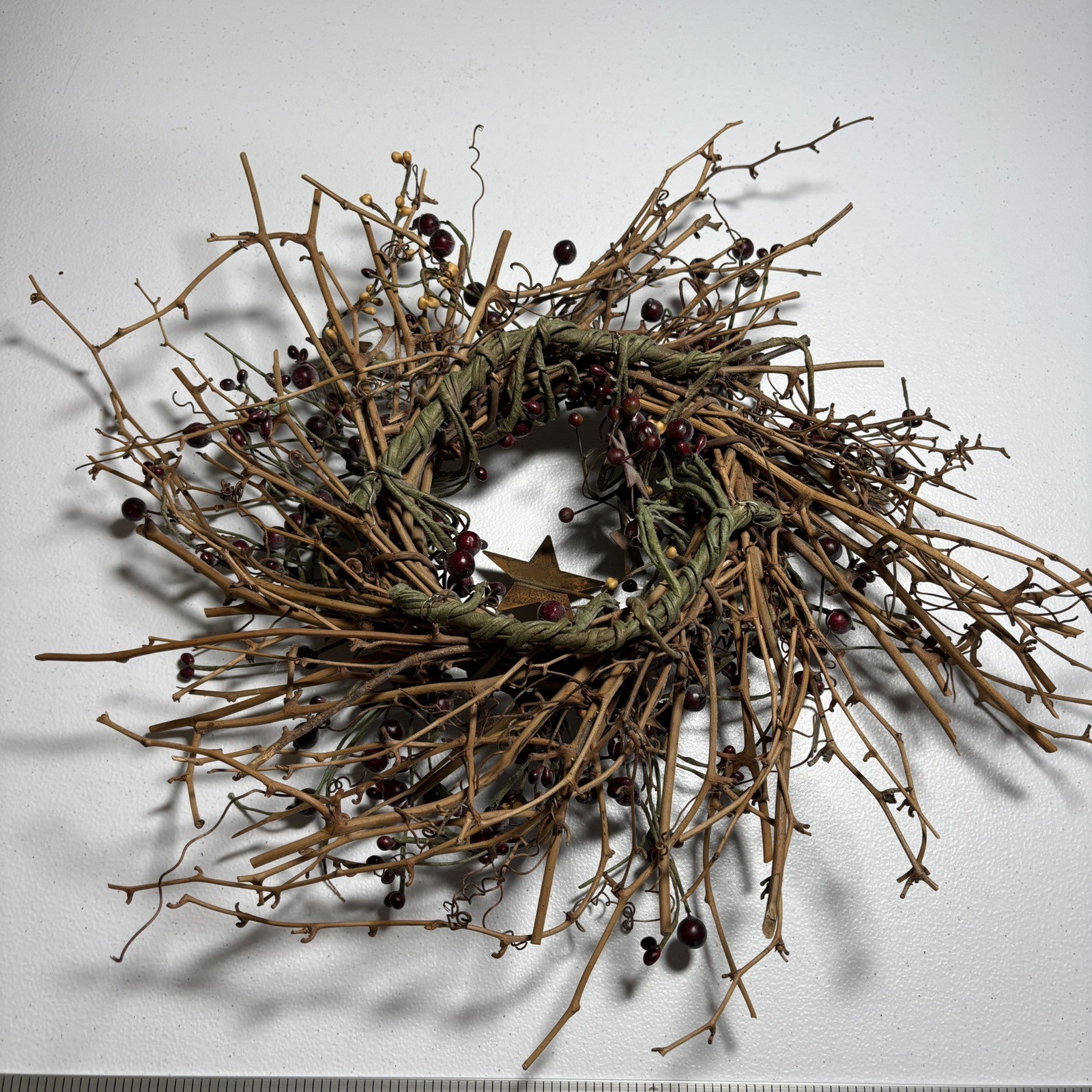 Primitive Grapevine Pip Berry Rusty Star Wreath Rustic Farmhouse Decor Country