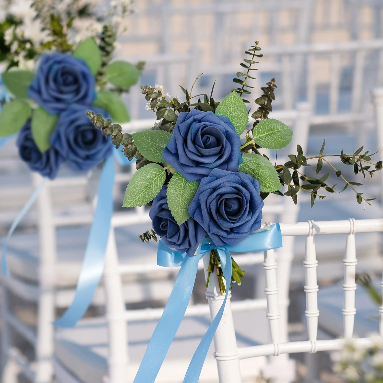 Elegant 50 Pcs Faux Navy Blue Roses – Perfect for Bridal Showers & Home Decor