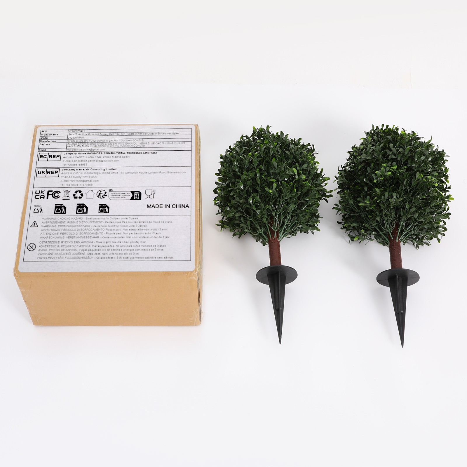 2 Pcs Artificial Boxwood Topiary Ball Trees Faux Boxwood Bush Plants For Outdoor