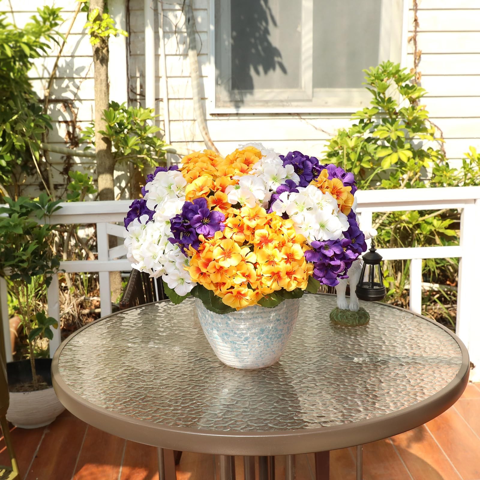 6 Bundles Artificial Flowers for Outdoors,Fake Silk Geraniums Flowers UV Resi…