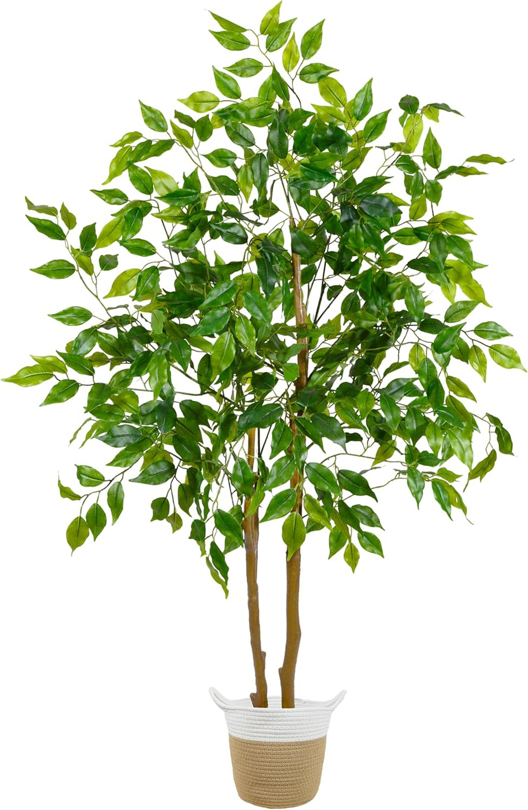 Artificial Ficus Tree, 4ft Tall Faux Ficus Plant with Basket for Indoor Outdoor
