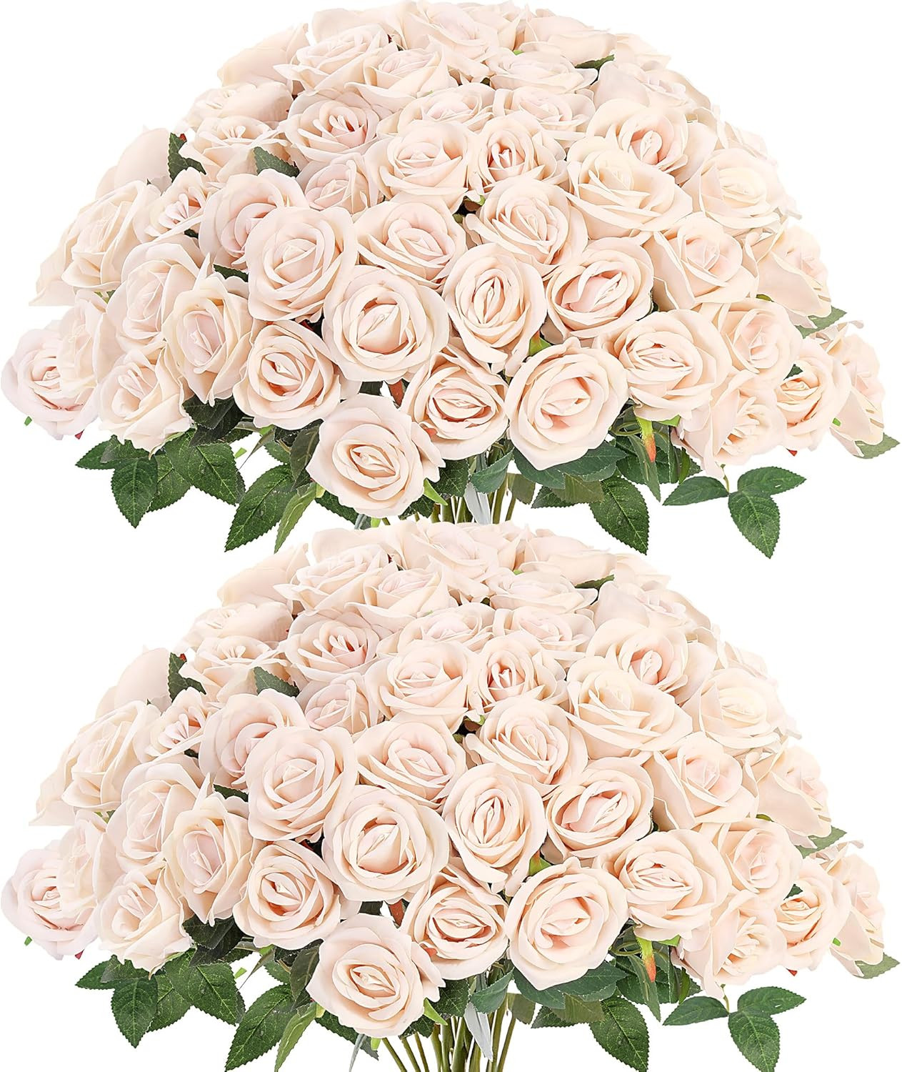 50 Pcs Artificial Roses Red Flowers Fake Velvet Silk Roses with Stems Bulk Reali