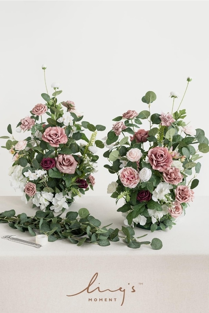 Ling’s Moment 41″ Free-Standing Pink Dusty Rose Wedding Flowers for Party Events
