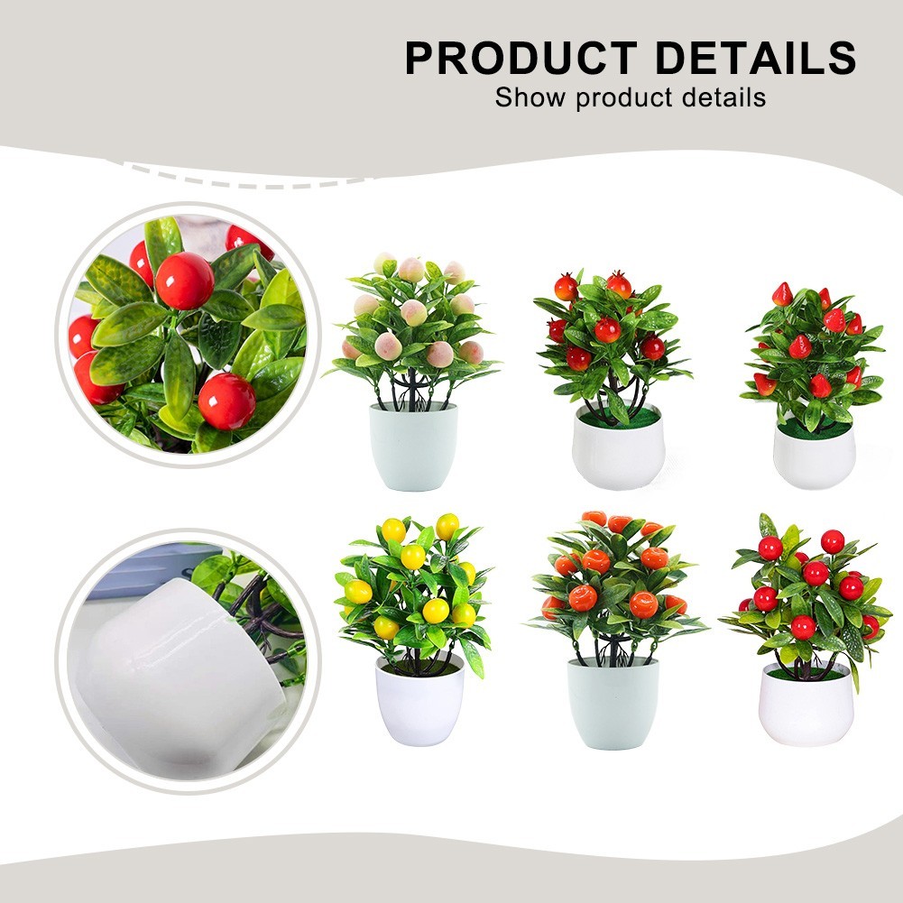 Small Artificial Fruit Tree Plastic Potted Plant for Home Office Decor