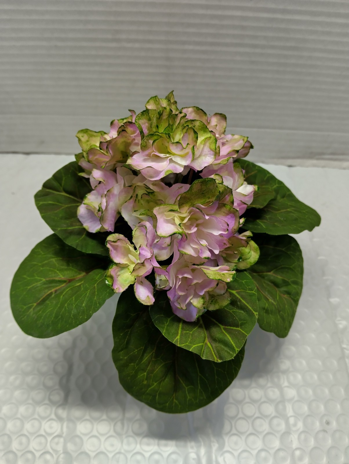 ARTIFICIAL 8″ Miniature African Violet – Lavender With Green Edge