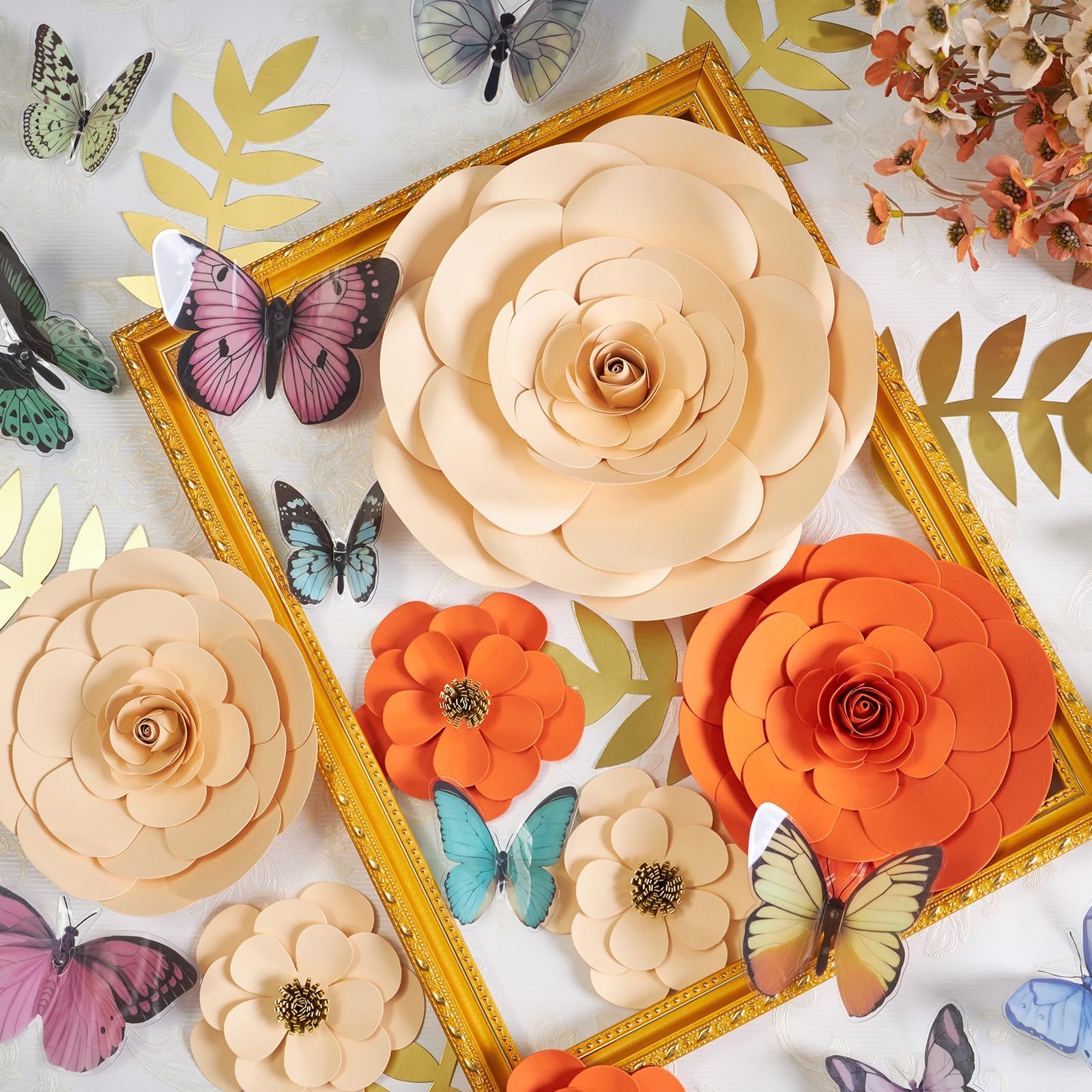 JAZZ Spring Artifical Flowers Decorations for Wall, Orange Bulletin Board Dec…