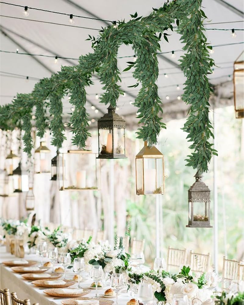 Artificial Willow Leaves Vine Twigs 2Pcs 6Ft Fake Hanging Plant Silk Willows Lea